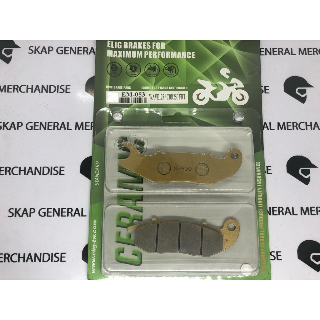 ELIG FRONT, BRAKE PAD XRM 110 / XRM 125 / WAVE 125 / CBR 250 ( EM