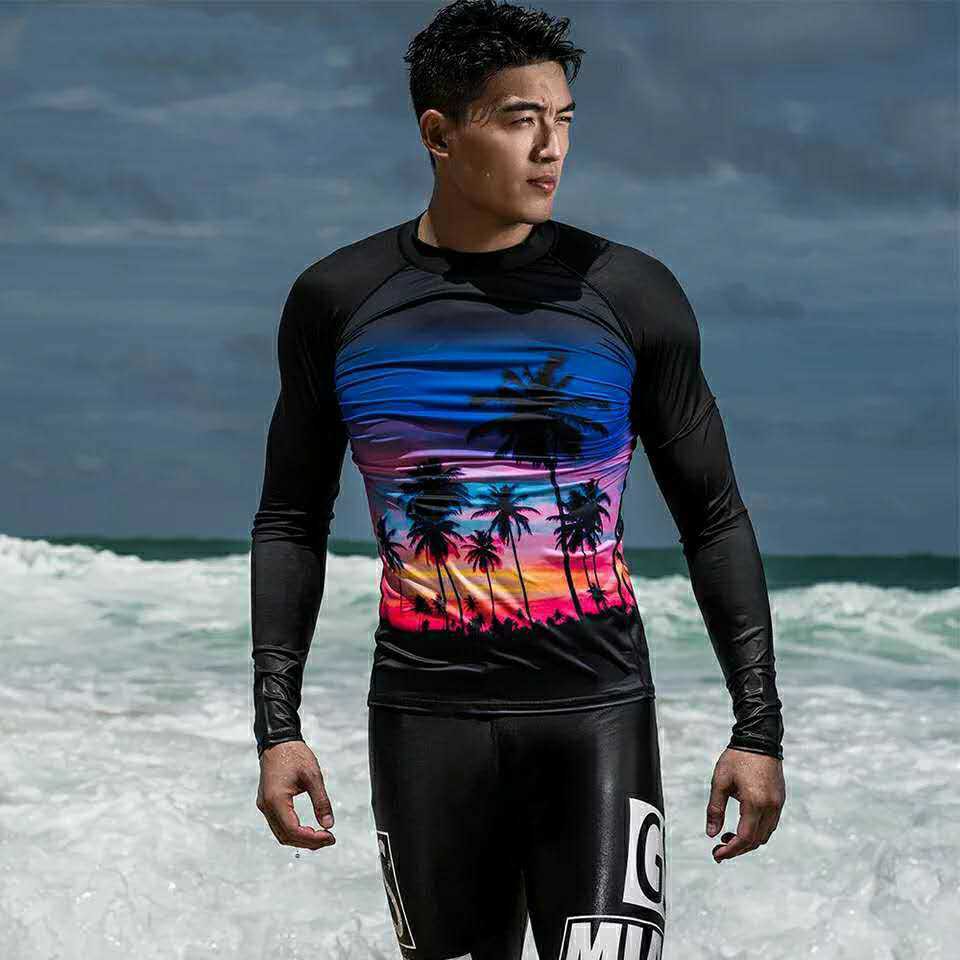 fashion rush guard long sleeve for men swimming gear | Shopee Philippines