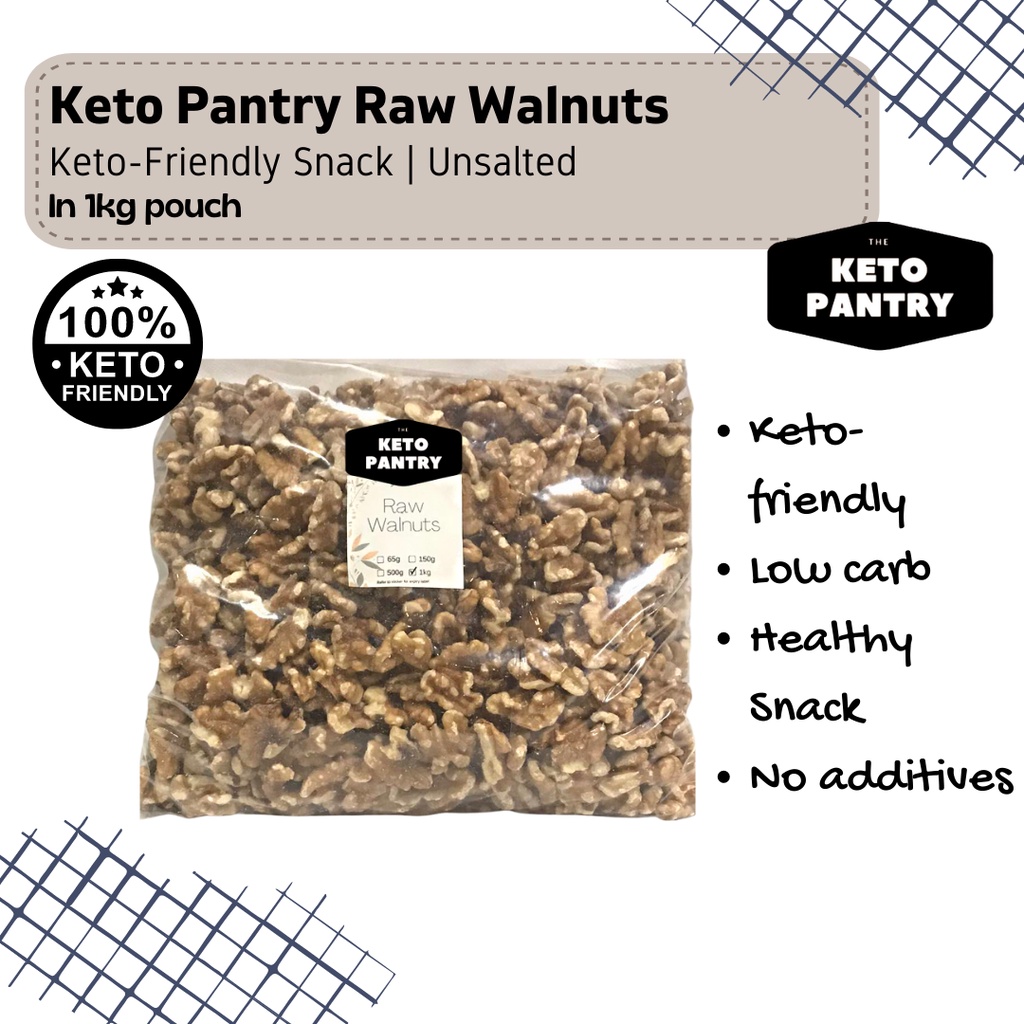 Keto Pantry Raw Walnuts Low Carb Pack Healthy Snack (LARGE PACKS