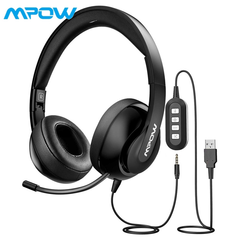 mpow 071 usb headset 3.5 mm computer headset with microphone noise can
