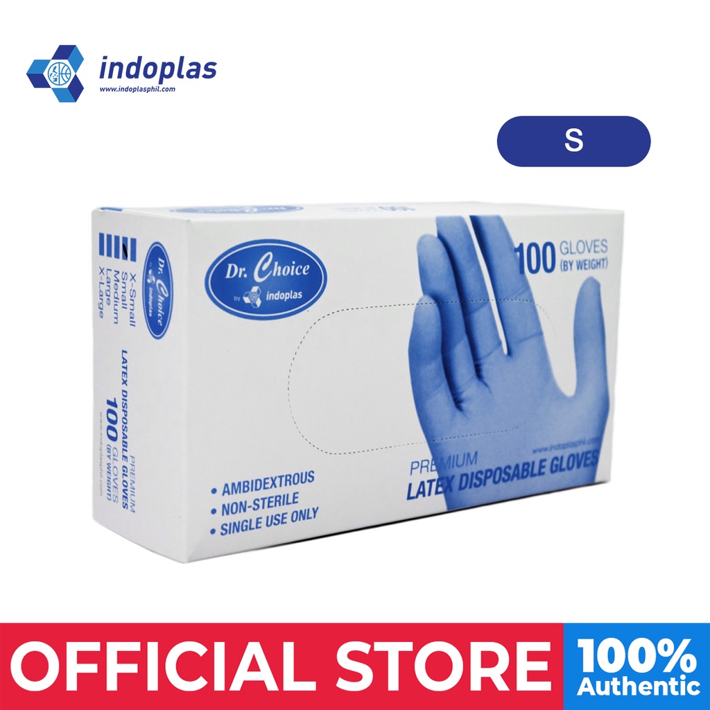 Indoplas Dr. Choice Powder Free Examination Latex Gloves Box of 100