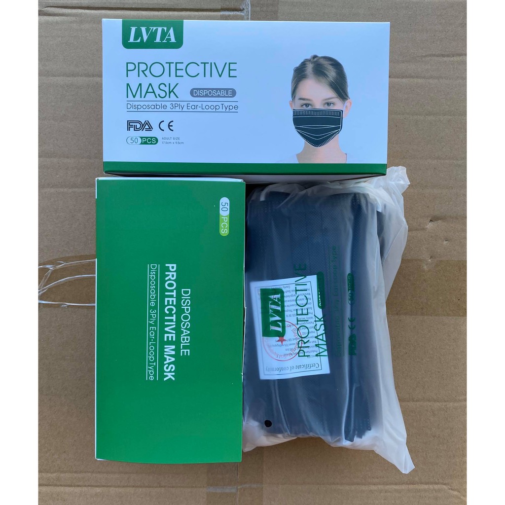 LVTA Black Disposable Surgical Face Masks Shopee Philippines