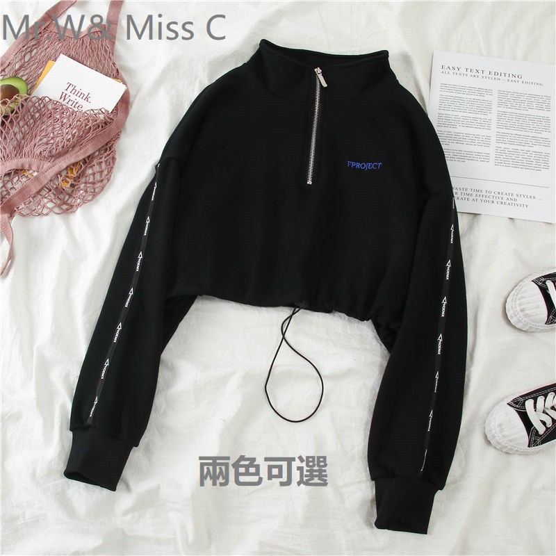 cropped sweater with zipper