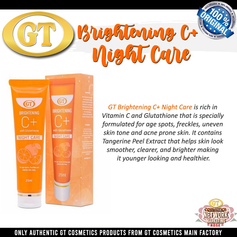 Original Gt Cosmetics Brightening C With Glutathione Night Care Shopee Philippines