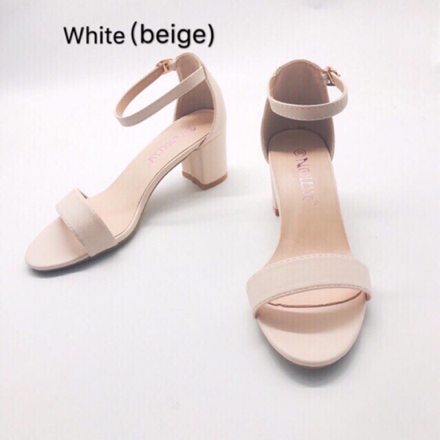 beige heels block