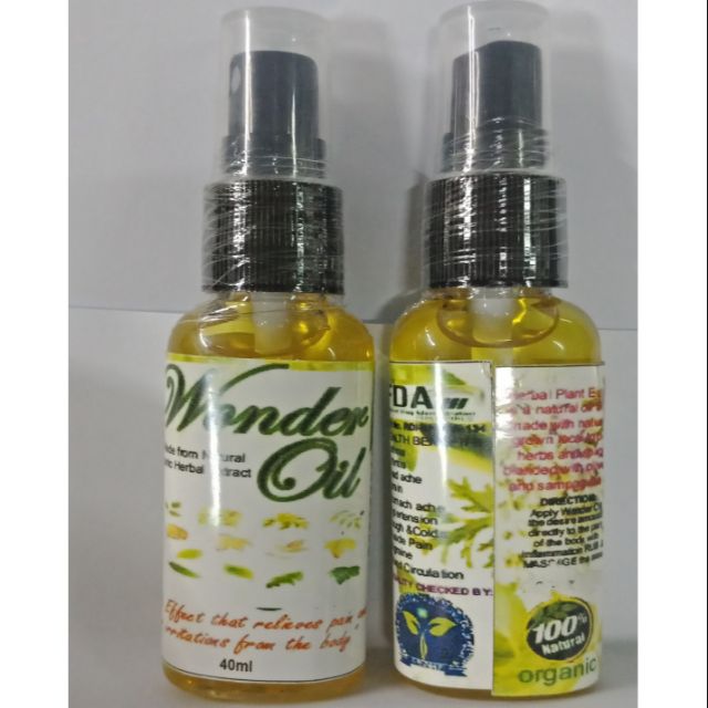 WONDER OIL 100 PERCENT MADE FROM NATURAL AND ORGANIC HERBAL EXTRACT
