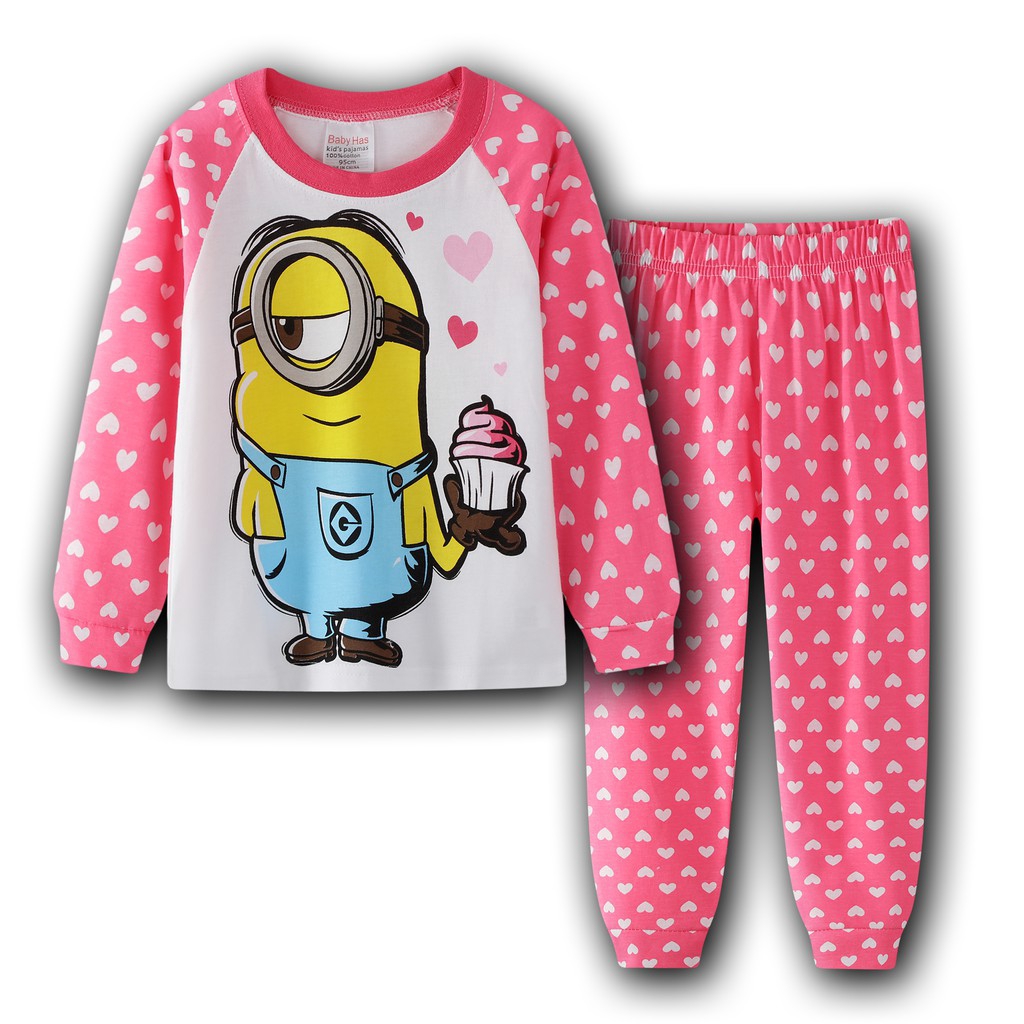 Despicable Me Minions Pajamas Girls Kids Pyjamas Cotton Clothes Fbu16 Shopee Philippines