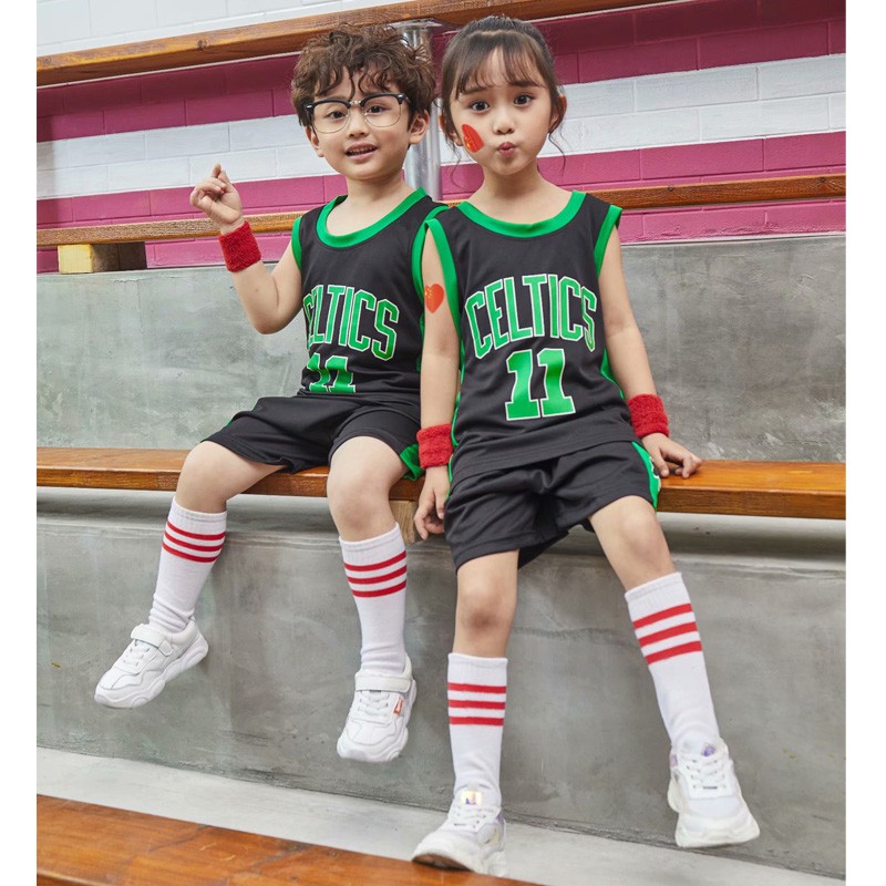 Adult SHR-GCHAO Kids Boys Girls Men Adults Boston Celtics #11 Irving Basketball Jerseys Summer Suits Kits Top Shorts 1 Set,2XL 