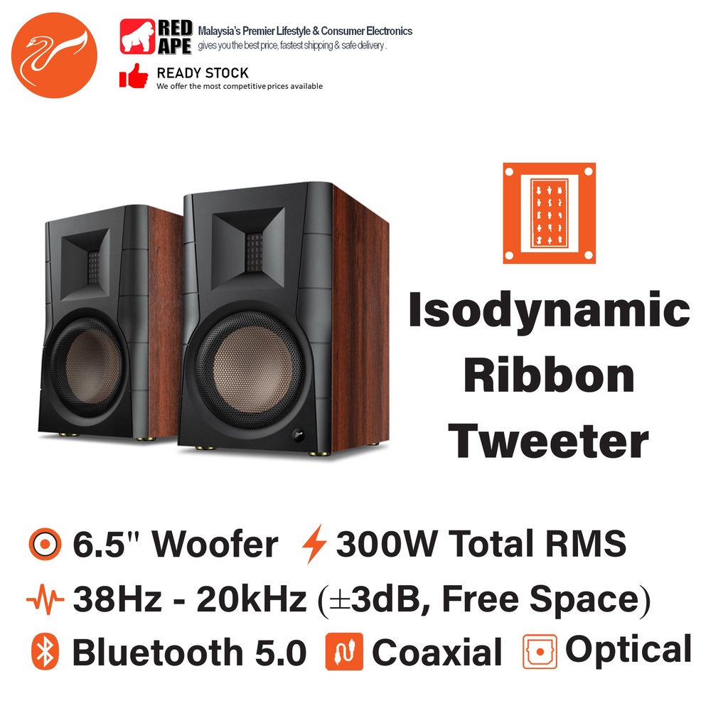 Swans D300 Powered Bookshelf Speaker 2.0 Active Speaker for TV, Turntable and PC Desktop and