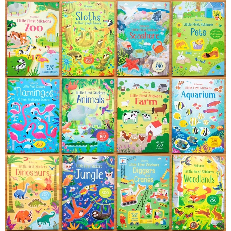 Usborne Little First Sticker Book Dinosaur Zoo Flamingo Farm Animals ...