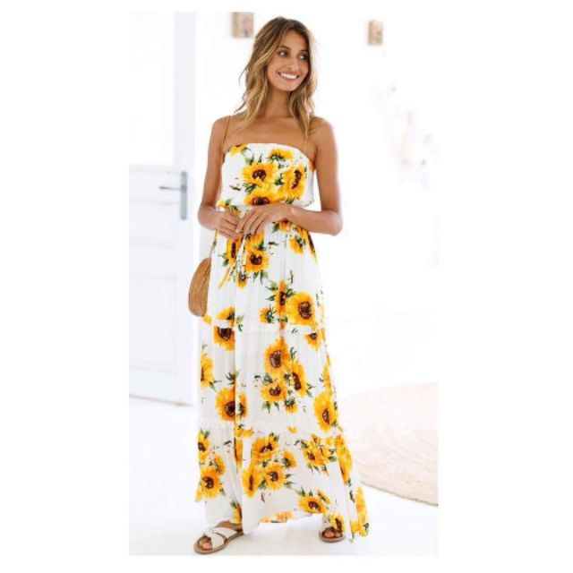 maxi dress with sunflowers