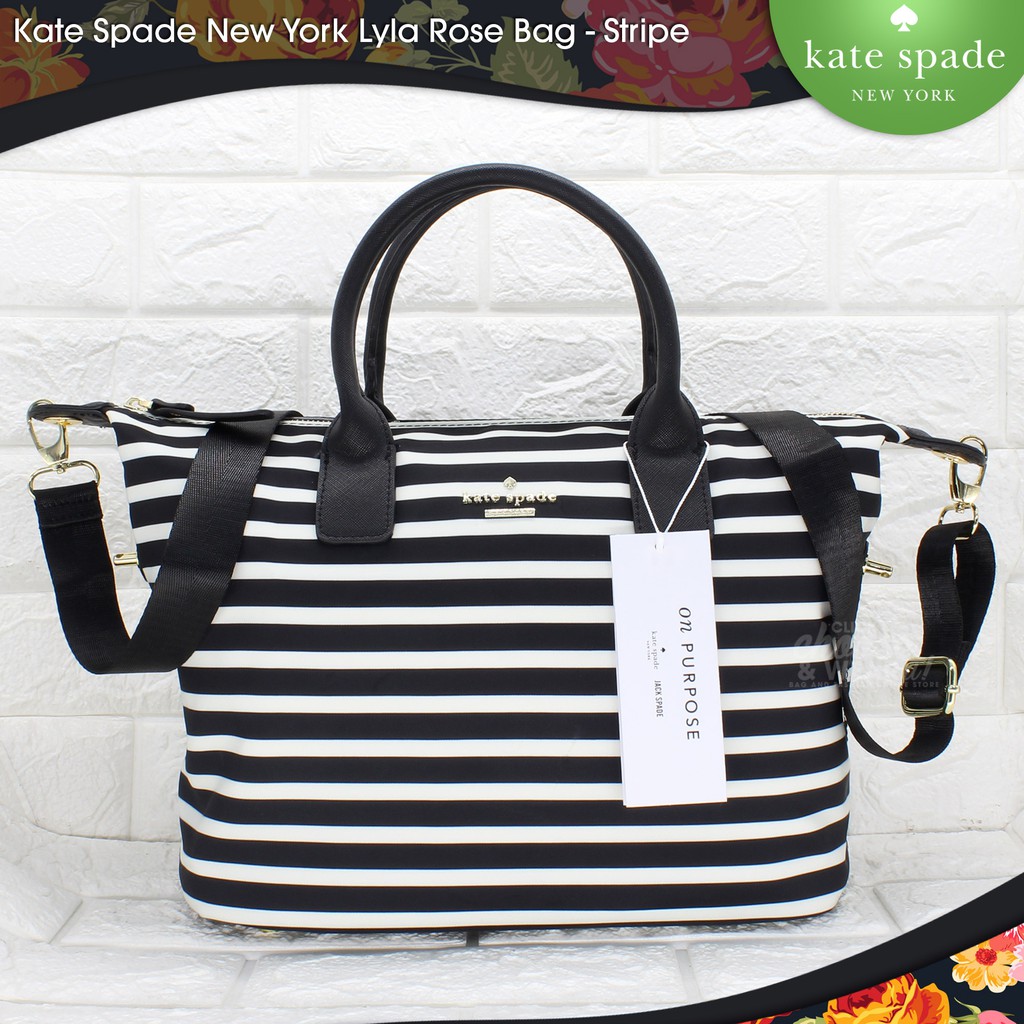 black and white striped kate spade tote