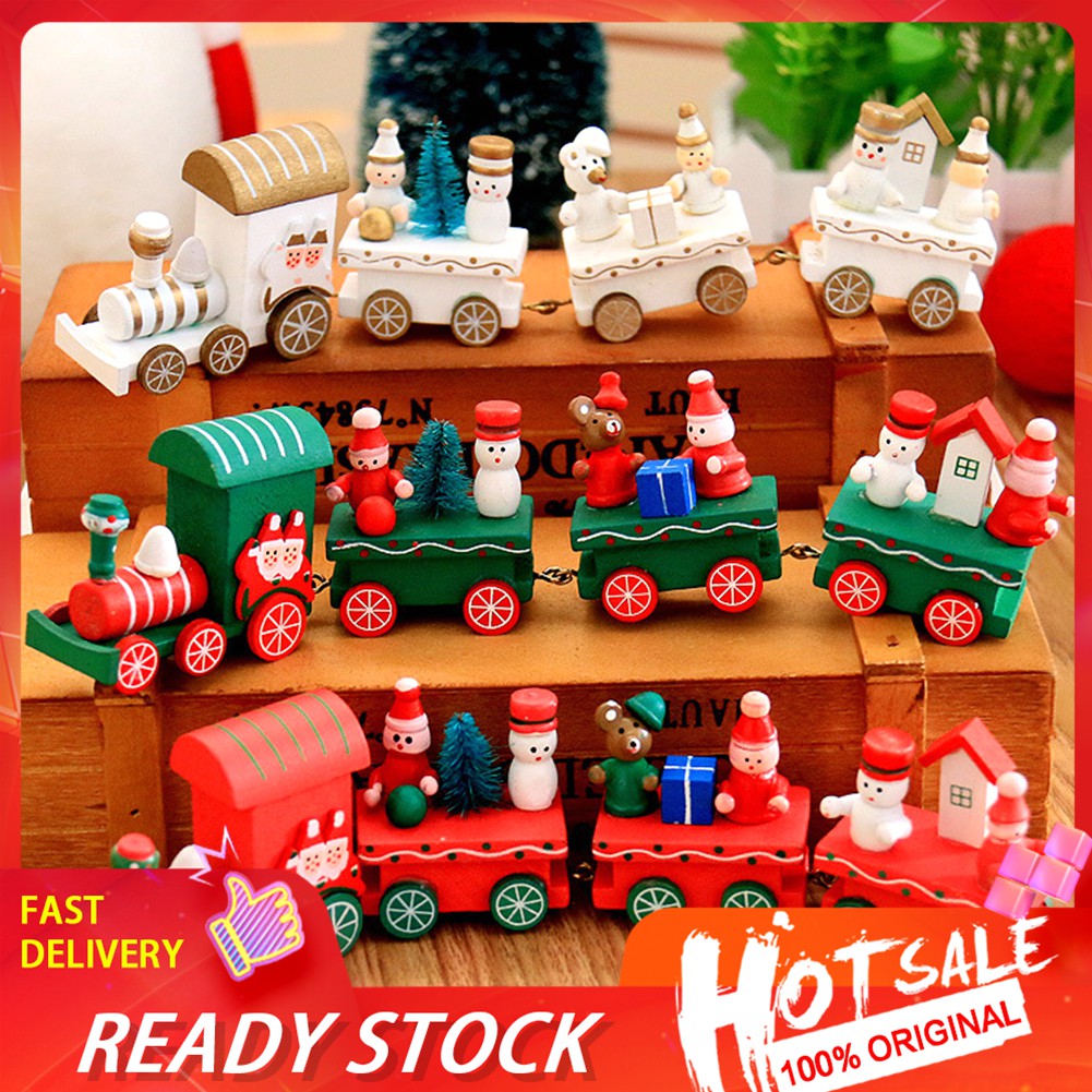 [Ready Stock]Merry Christmas Wooden Train Ornaments Christmas Decor ...