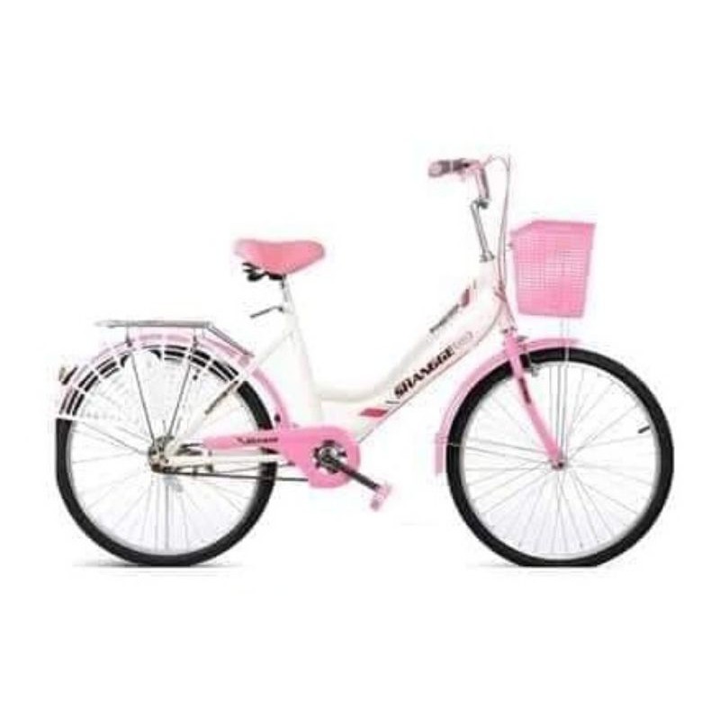 white and pink bike