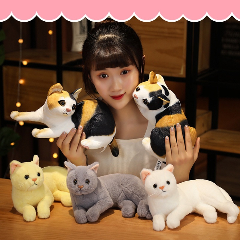 【】 INN 32cm/12inch Plush Cat Doll for Baby Gift Realistic Bouquet Education Soft Toy