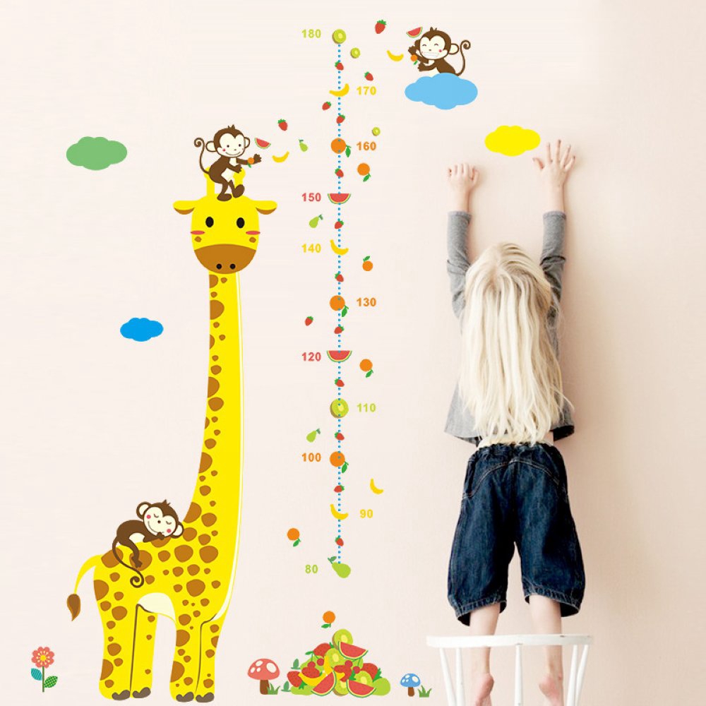 Giraffe Wall Sticker Wallpaper For Kids Height Growth Chart