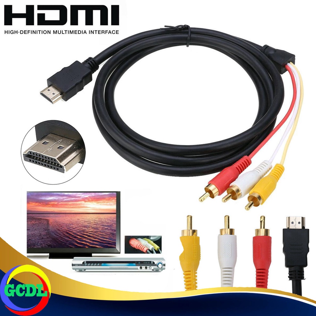 1.5M 1080P HDMI to 3 RCA Cable HDMI to AV Male Adapter Audio Video