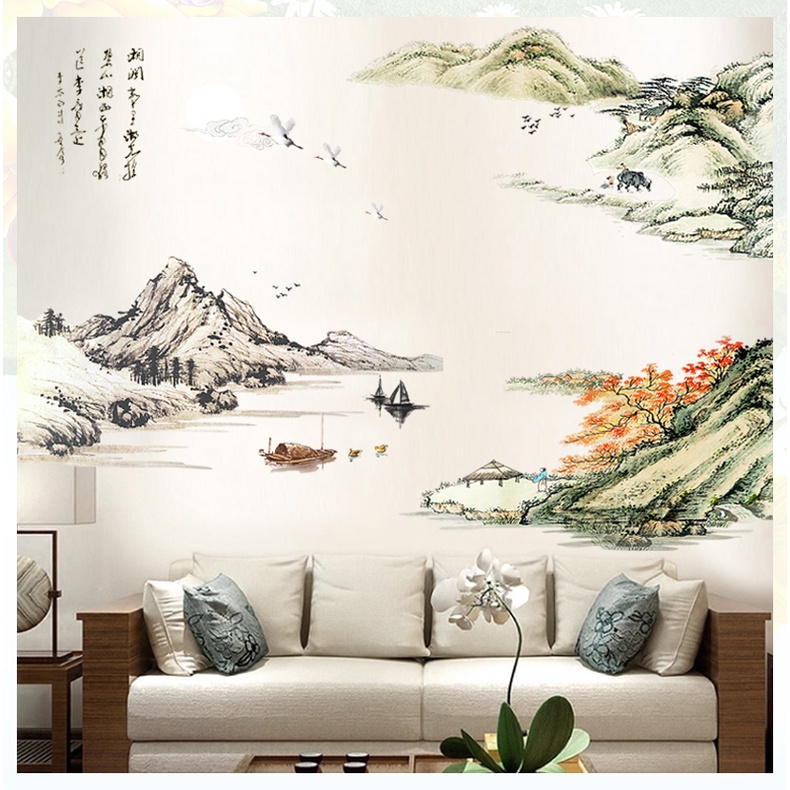 JTS. WALL STICKER MOUNTAIN VIEW LANDSCAPE DOUBLE SET A and B