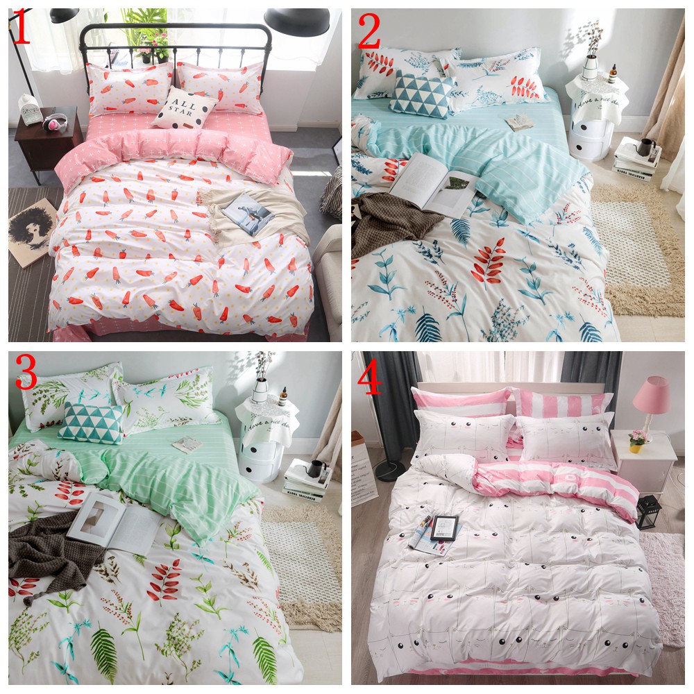 Nodic Style Pink And White Bedding Set Polyester Duvet Cover