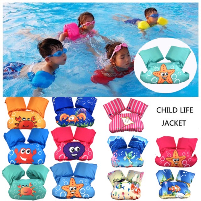 THOUSMOON Toddler Kids Gingham Seersucker Flotation Device Cover Baby Swim Puddle Jumper Cover Life Jacket/ Life Vest Blue