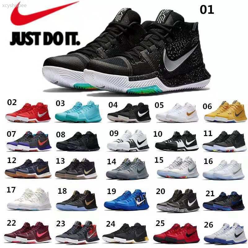 kyrie 3 black and white