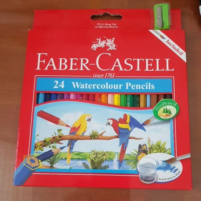 fabercastell watercolour pencils 24 colors long  shopee