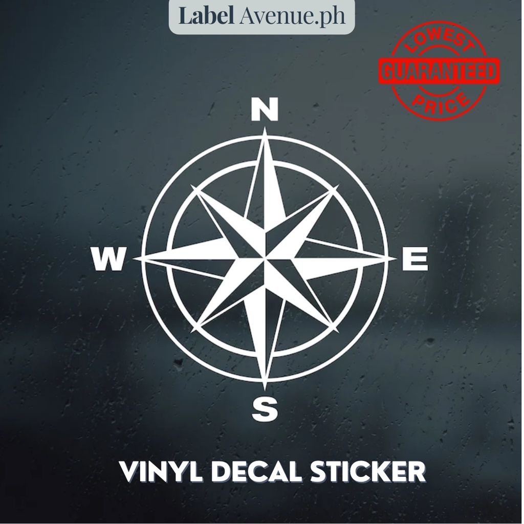 Nautical Compass Vinyl Decal Sticker Compass Sticker Adventure