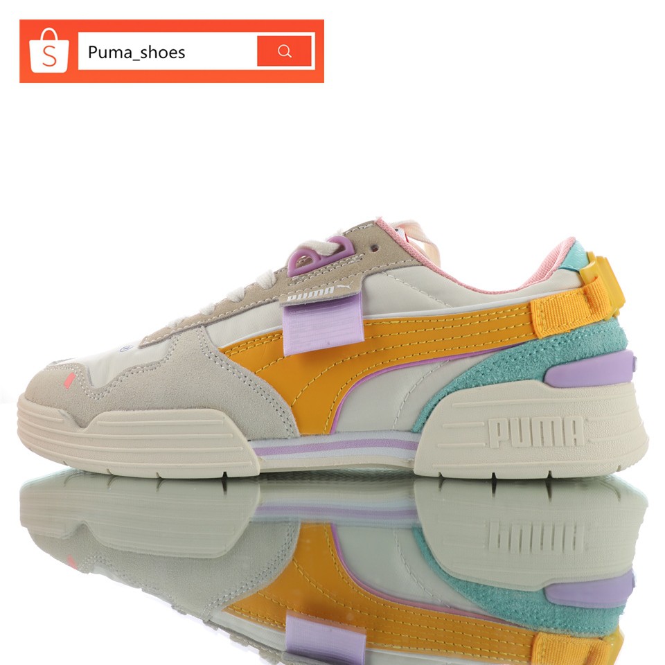 beige running trainers