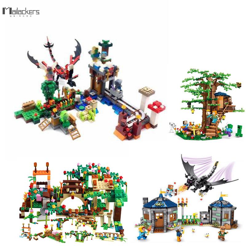 Lego Minecraft Compatible Blocks Village City Tree House Dragon Minecraftinglys Waterfall Warhorse Bricks Toys For Children Shopee Philippines