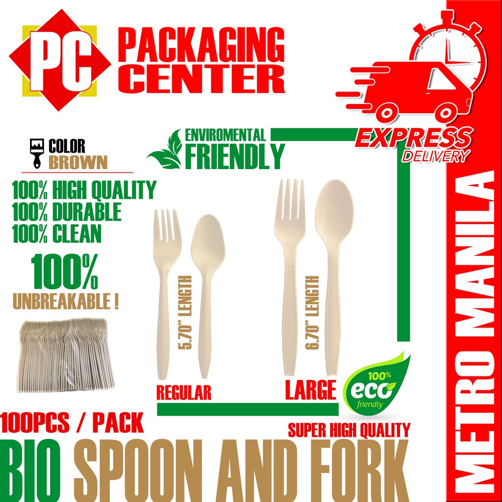 High Quality Bio Spoon, Fork by 100pcs per pack Metro Manila Express