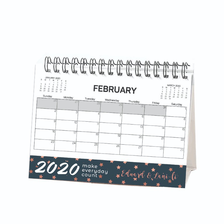 Rose Gold Stars Personalized Desk Calendars By Wrap Up Shopee