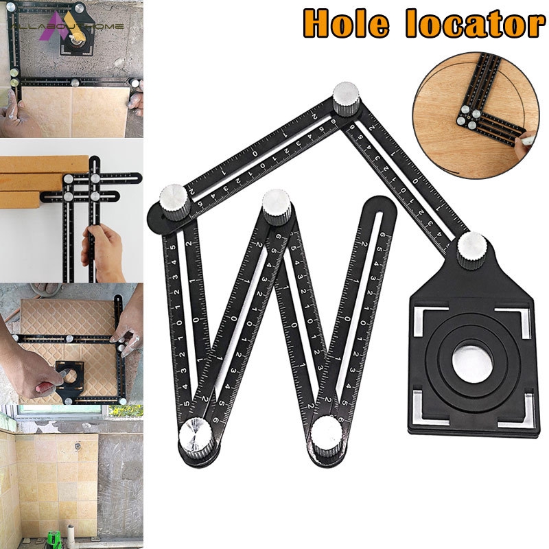 Adjustable Six-fold Tools Ruler Drill Guide Open Ceramic Tile Hole Locator 