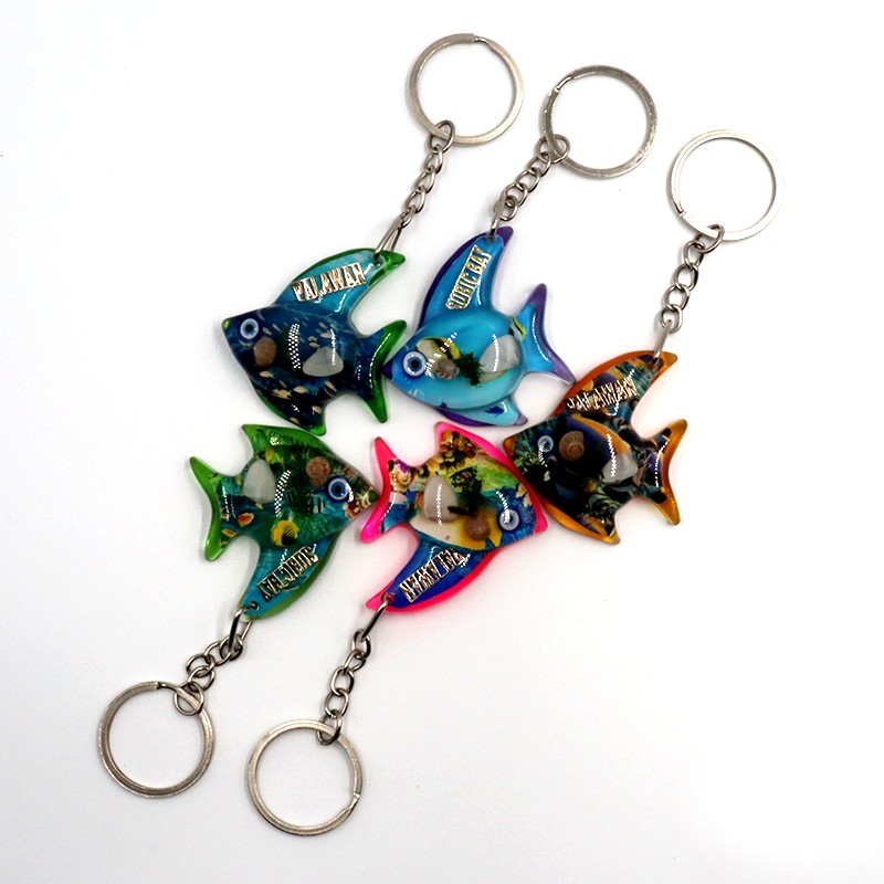 Fish Keychain Perspective pattern Keychain(Tropical Fish Shape Design