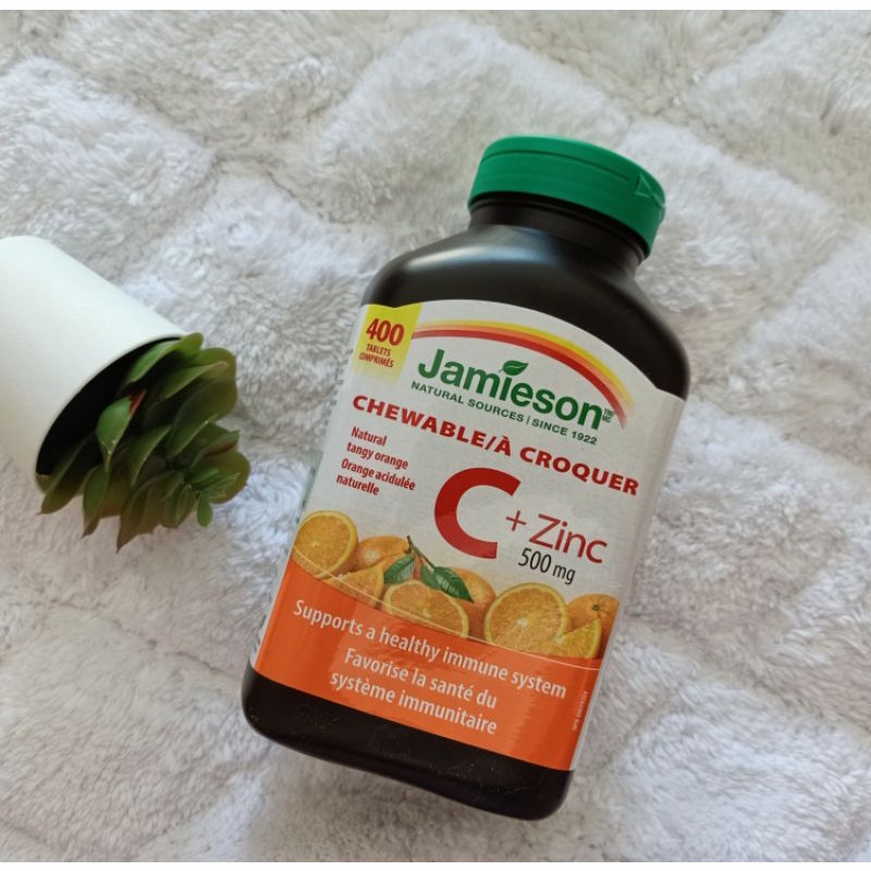 Jamieson Chewable Vitamin C with Zinc 500mg, 400tablets/bottle Shopee