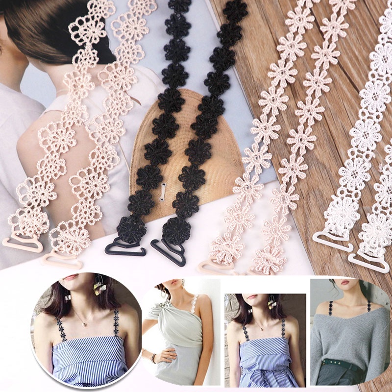 1pair Floral Cutout Lace Bra Strap Cutout Lace Bra Strap Nonslip Bra Straps Shopee Philippines