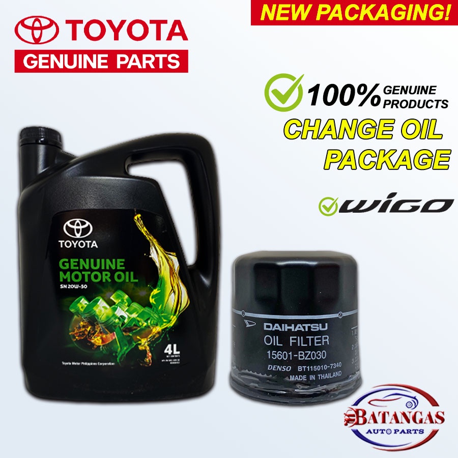 TOYOTA WIGO CHANGE OIL PACKAGE 4 LITERS 20W50 GASOLINE OIL WITH OIL