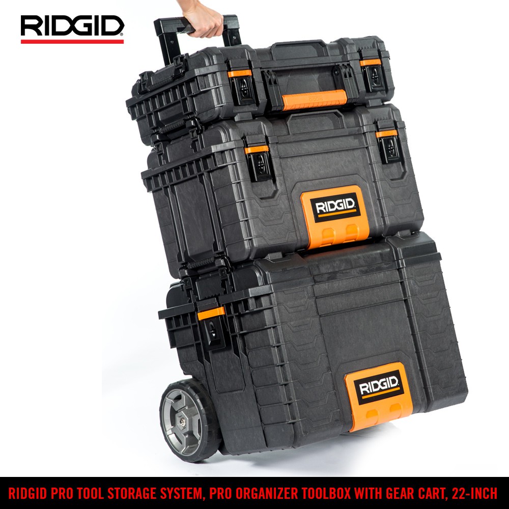 RIDGID 22 in Pro Gear Cart Tool Box in Black Lockable system. 