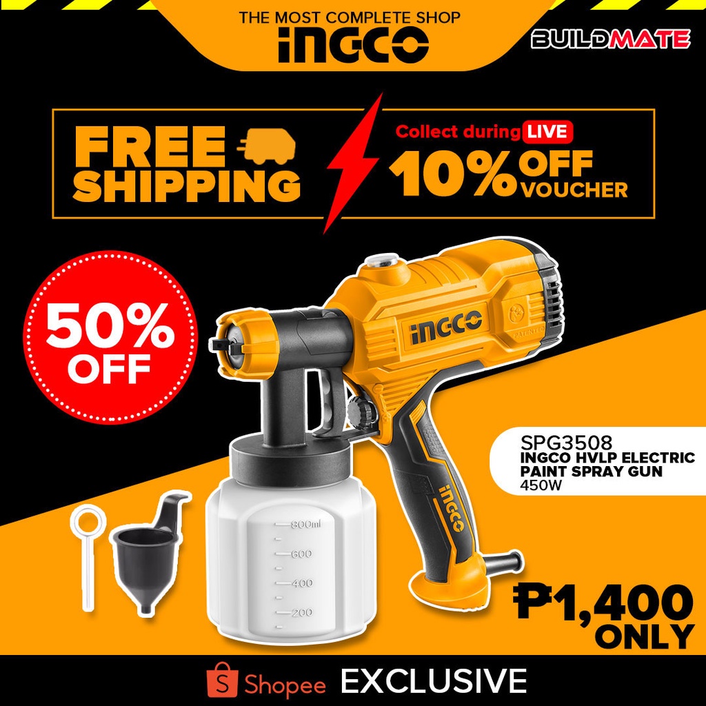 INGCO HVLP Paint Spray Gun Home Electric Machine 450W HVLP DIY SPG3508