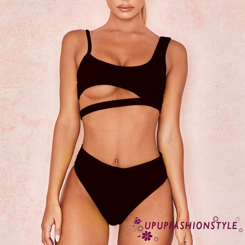 scoop neck cutout bikini top