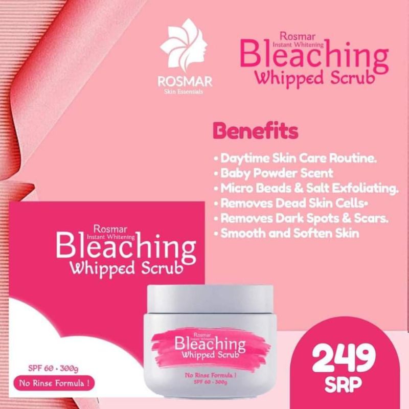 Rosmar Instant Whitening Bleaching Whipped Scrub 300g | Shopee Philippines