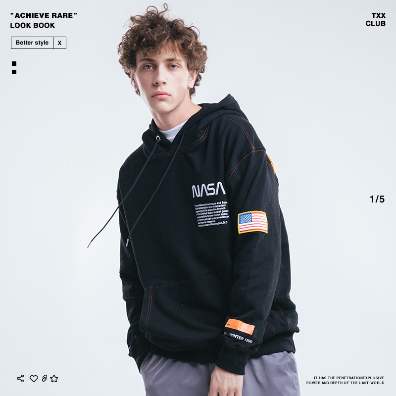 nasa hoodie with flags