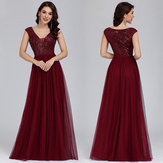 burgundy sequin dress long