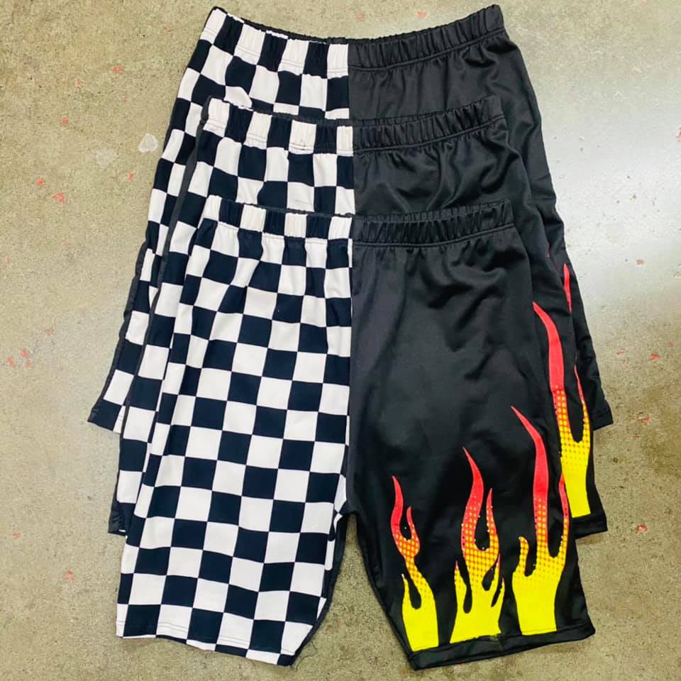 black and white checkered cycling shorts