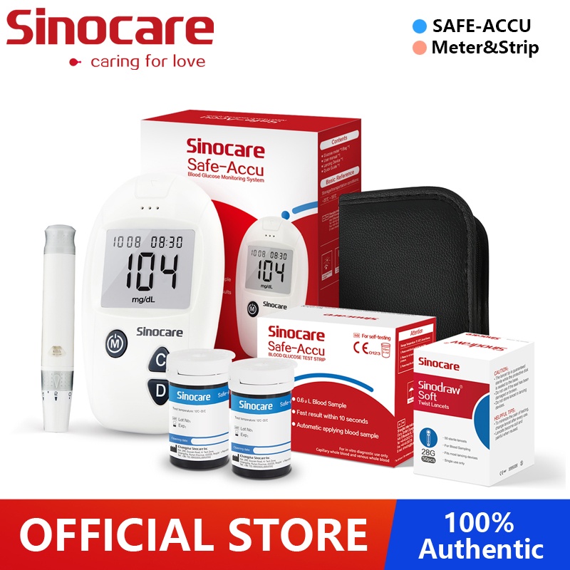 Sinocare SafeAccu Blood Glucose Monitor Meter & 50pcs Test Strips & Lancets Diabetic