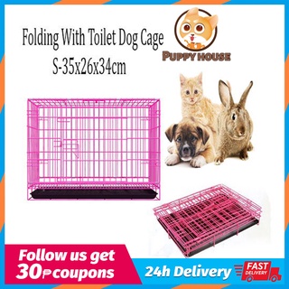 [Best price] 35CM/ 14inch Heavy Duty Pet Cages for Dog Foldable cage Cat  S M L with Poop Tray