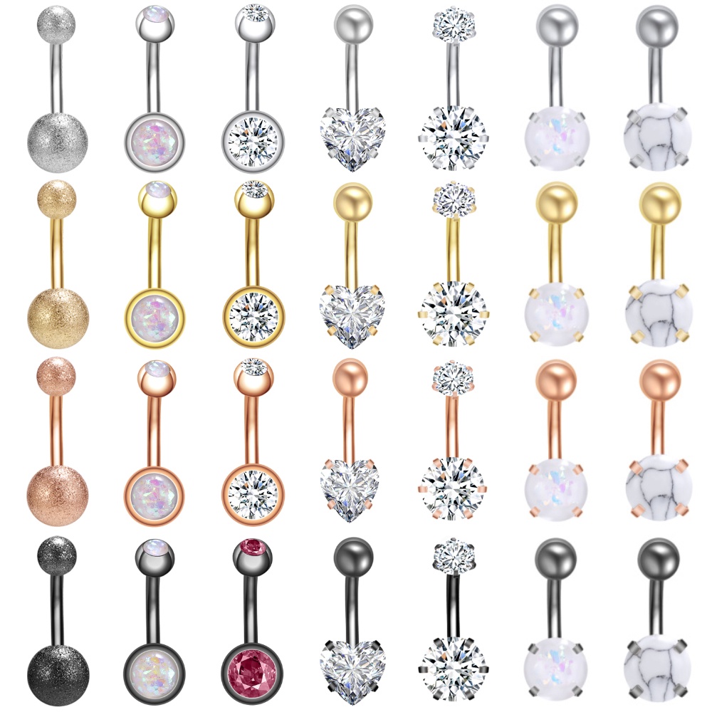 1 Pc Anti Allergy Belly Button Rings 316L Stainless Steel Navel Rings 4