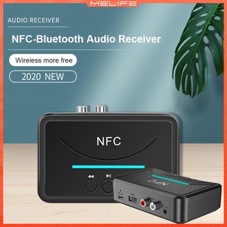 BT200 Wireless Bluetooth 5.0 NFC Audio Receiver 3.5mm AUX + 2 RCA Jack RCA Type Television Stereo Audio Adapter