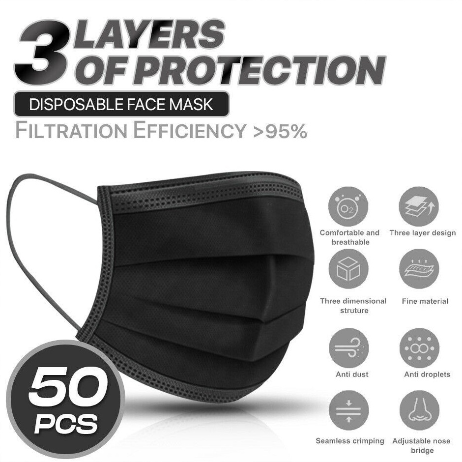 FACE MASK PLAIN BLACK (50PCS) Shopee Philippines