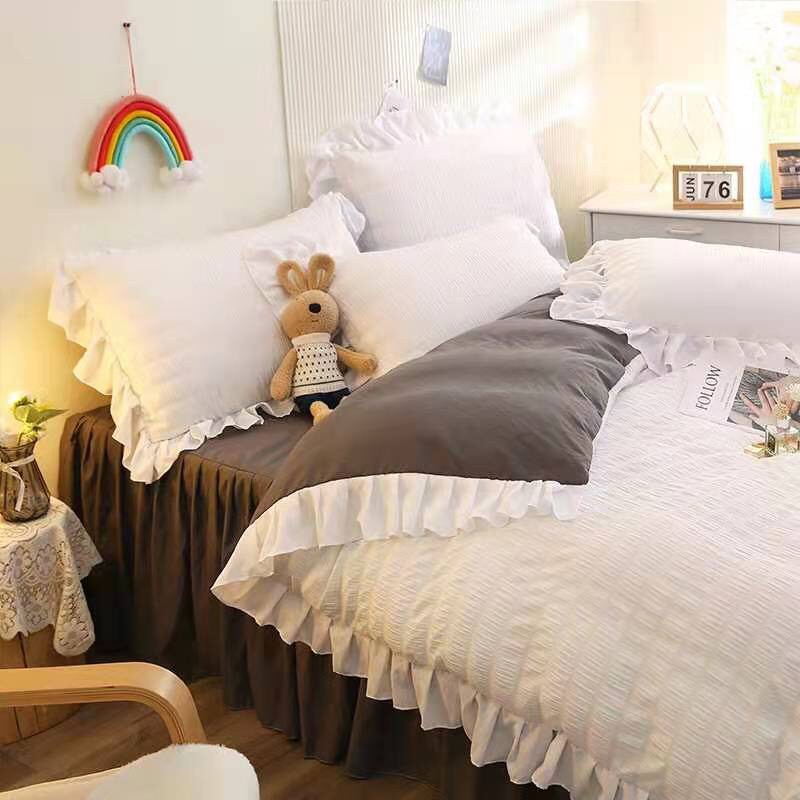 Full Set Of Bedding Ruffled Rattan Dark Gray Shopee Philippines