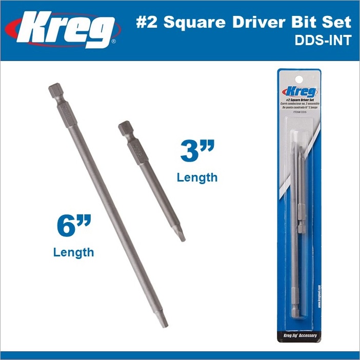 Kreg 2 Square Driver Bit Set, 3" and 6" Square Driver Combo DDSINT